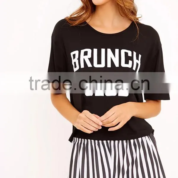 Top Selling Women Cotton Pajamas Custom Logo Print Summer Pyjama Short Sleeve Top With Stripes Shorts photo-3