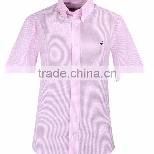 2017 Men's Short Sleeve Seersucker Casual Shirt Wholesale photo-2