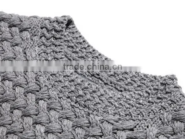 Simple Round Neck Gray Custom Knitting Mens Wool Sweater With Low Prices photo-5