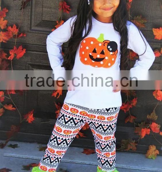 Fall Pumpkin Embroidery Halloween Girls Clothin photo-2