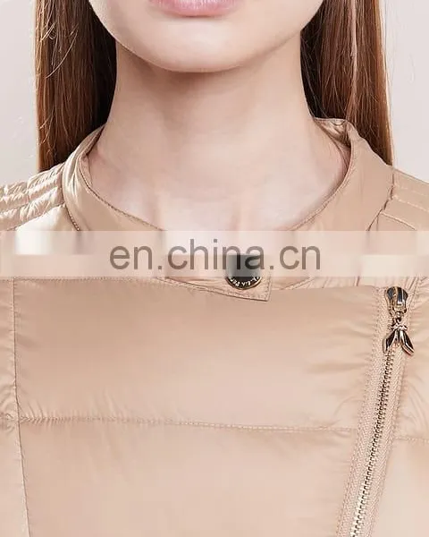 Comfortable Shiny Fabric Women Light Feather Down Jacket photo-4