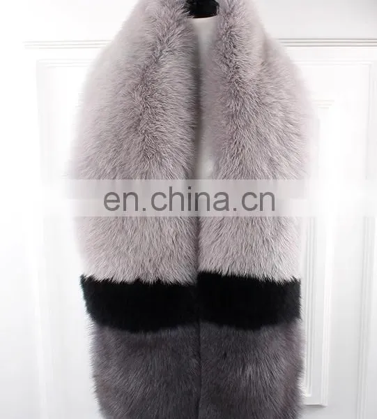 New Style Large Grey Fox Fur Scarf Real Fox Fur Shawl Cape For Lady photo-3
