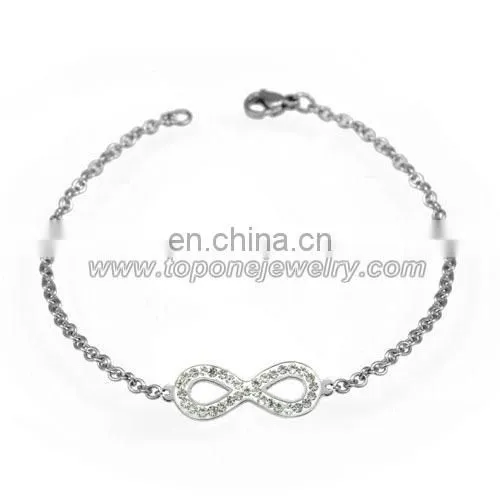 Cheap Wholesale Stainless Steel Infinity Women's Wedding Bracelets With CZ Jewelry Gifts photo-6