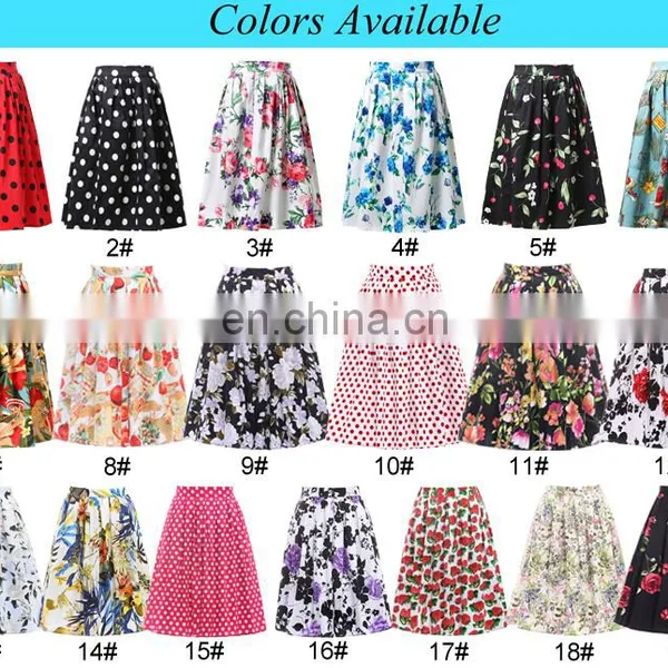 Grace Karin Women Pleated Vintage Cotton Floral Print Skirt CL6294-19 photo-5