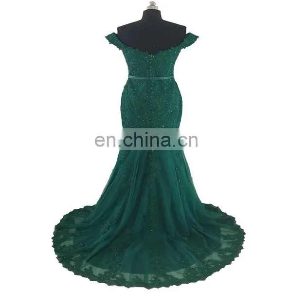 New Design Exquisite Sleeveless Sweep Train Beaded Off-The-Shoulder Backless Zipper Buttons Women Prom Dress photo-2