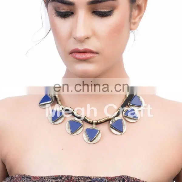 Tribal Afghan Necklace-Vintage Gypsy Necklace-Antique Afghan Jewelry - Tribal Jewelry -Boho Hippie Kuchi Necklace photo-2