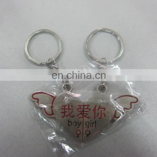 Personalized Human Red Heart Shaped Meta Keychain for Couple photo-4