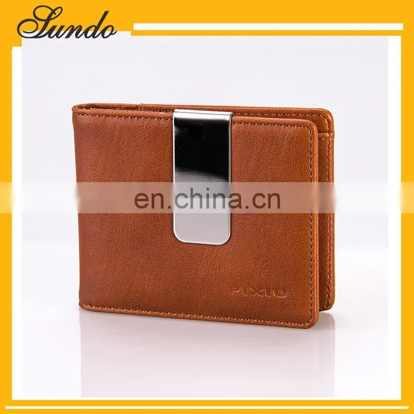 Faddish New Products Customized Top Grain Genuine Leather Money Clip Wallet for Euros Wholesale photo-3