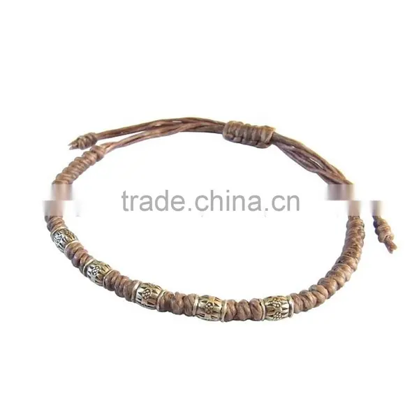 Love Wax String Woven Brass Beads Bracelet Flower Multilayer Wrap Bracelet photo-5