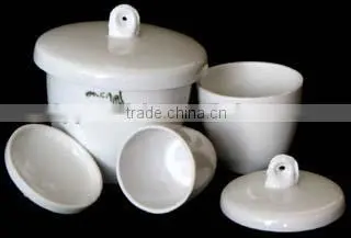 Laboratory Porcelain:Special Ceramic Porcelain Crucibles,medium Wall With Lid,glazed photo-3