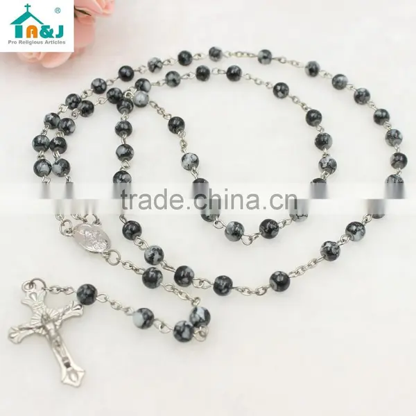 Catholic Glass Beads Rosary With Different Colors photo-3