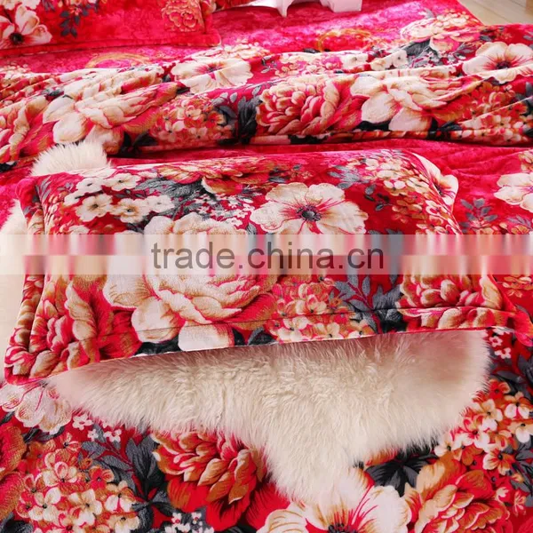 Newest Design Red Flower Pattern Home Use Flannel Fleece Quilt Cover Set Kids Bedroom Sets photo-4