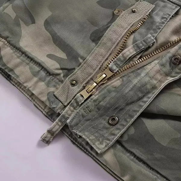 Men's Casual Hooded Long Sleeve Camouflage Multi-Bag Medium Long Jacket Coat photo-4