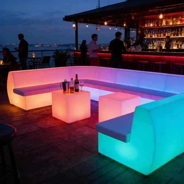 LED PE Plastic Portable Outdoor Commercial Bar Sofa Set With Illuminated Design for Night Club Lounge Modern Furniture photo-2