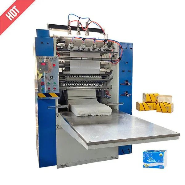 Máquina de pañuelos faciales laminados totalmente automática de 4 líneas, máquina de papel de pañuelos faciales plegados en V