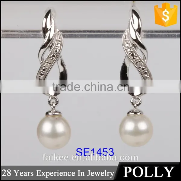Hot Sale Simple Pearl Earring Designs For Women Silver Earrings photo-3