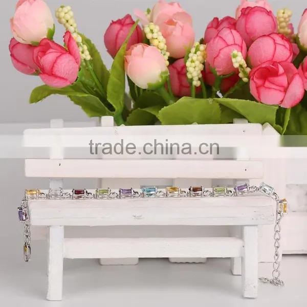 2015 China Supplier Fashion Jewelry New Product Wholesale White Plated Natural Color Stone Bracelets for Women photo-2