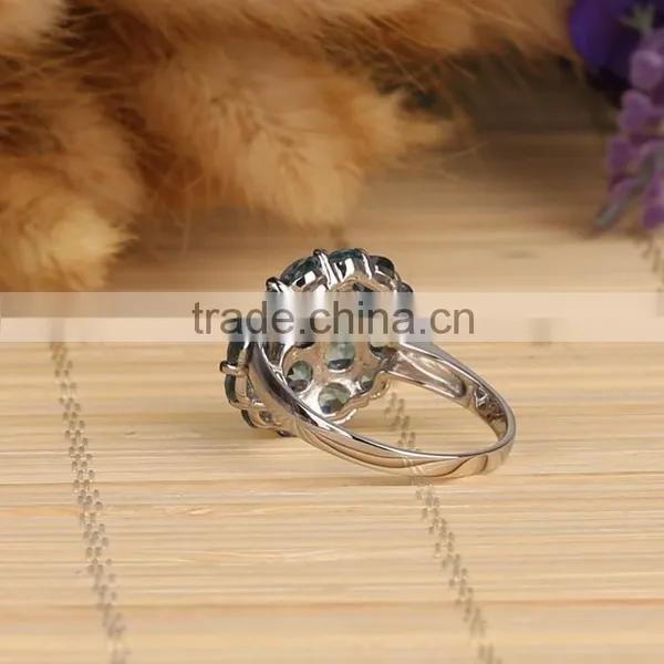2015 Hot Item Sterling Silver 925 Natural London Blue Topaz Ring Round Stone MOQ 30pcs photo-5
