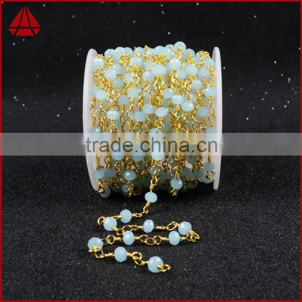 Blue Jade Quartz Chalcedony Stone Beaded Chains For Necklace-Free Shipping photo-3