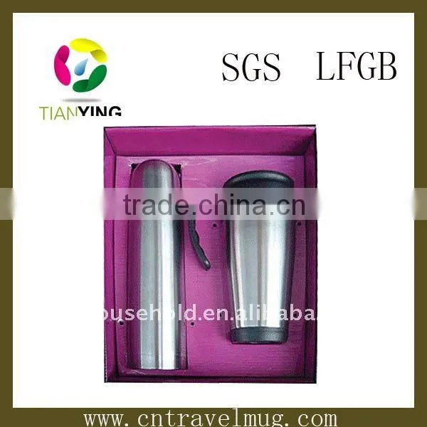Stainless Steel Vacuum Tea Flask Sets With One Travel Coffe Mug
