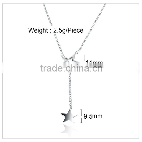Anniversary Sterling Silver Personalized Double Star Fancy Long Chain Necklace photo-6