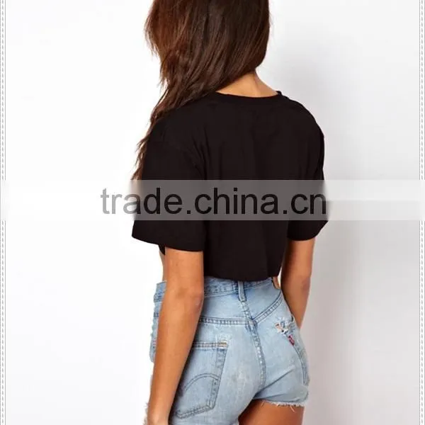 2015 Custom Printing T-shirt ,100% Cotton O Neck Crop t Shirts , Printed t Shirt Women T-shirt Wholesale China t Shirt Printing photo-4