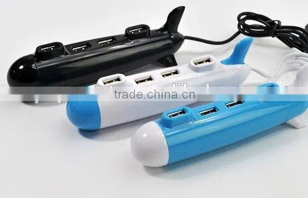 Submarine Shape USB 2.0 Hub Mini Portable Hub 4-Port Hub photo-3