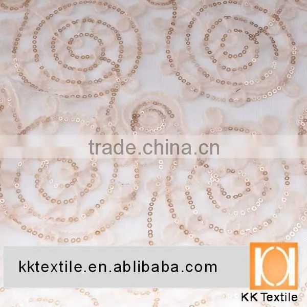 Wool Embroidery Design With Sequin Lace Soft Net Fabric