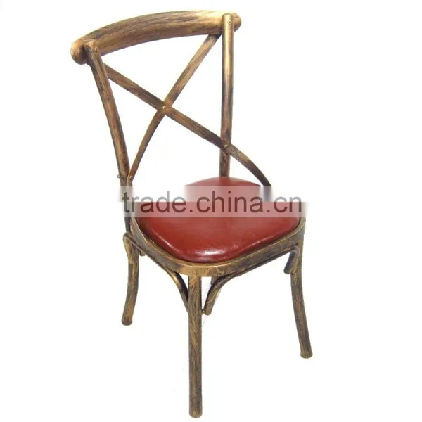 Antique Bronze Metal Cross Back Dining Chair photo-2