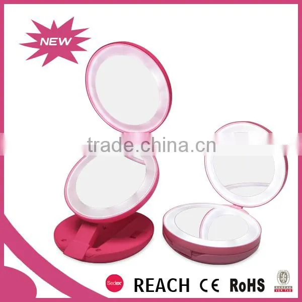 Double Side Battery Operate Compact Folding Travel Mirror photo-2
