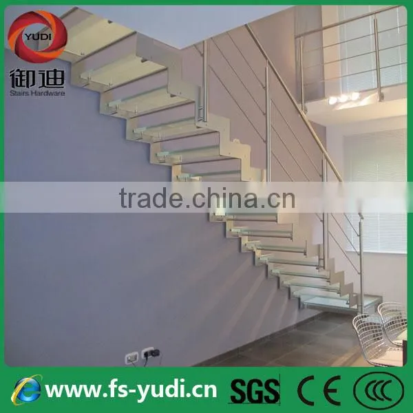2016 Modern Interior Double Stringer Glass Straight Led Stairs Supplier --YUDI photo-3