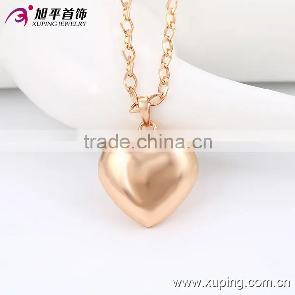 Xuping Fashion Long Necklace, China Wholesale Rose Gold Heart None Stone Polish Pendant Necklace photo-3