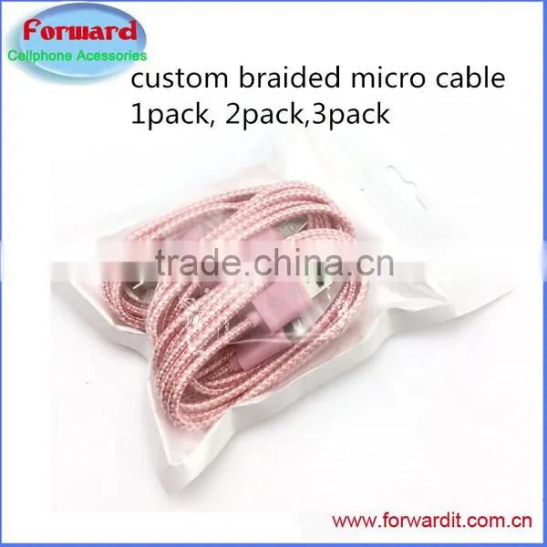 New 3pack 1m Good Woven Android Cable ,3pack Gift Micro Data Cable photo-2