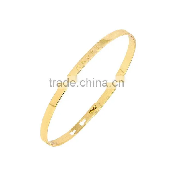 Memories Bangles With Customize Design Word 'BE HAPPY' With 4mm/7mm Width photo-3