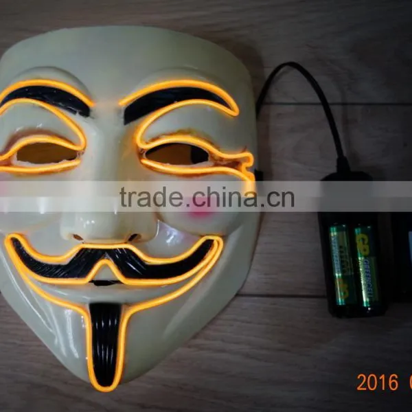 EL WIRE V for Vendetta Mask Party Mask / EL Light Halloween Mask / EL Wire V For Vendetta Mask photo-2