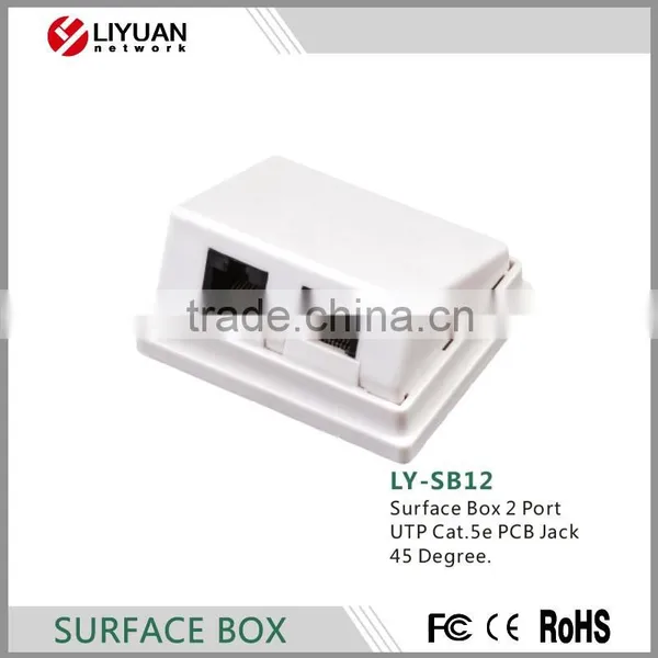LY-SB12 Surface Box 2 Port UTP Cat.5e PCB Jack 45 Degree Cable Junction Box