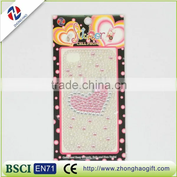 Love Heart Shape Crystal Strass Cell Phone Sticker photo-4