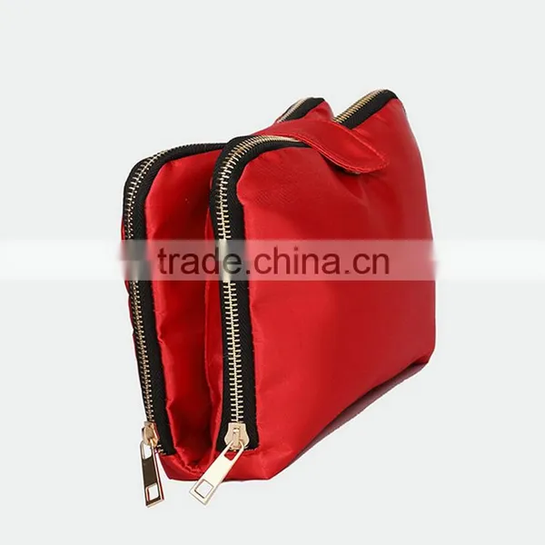 Satin Two Compartments Toiletry Bag Portable Travel Cosmetic Bag photo-6