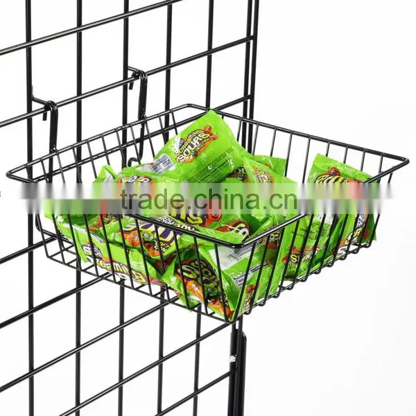 12" x 12" Square Metal Gridwall Basket With Rear Mounted Hooks photo-2