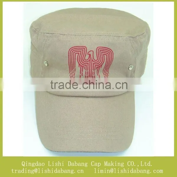 Cotton Twill Material Printed Army Hats, Flat Top Military Cap Travel photo-2