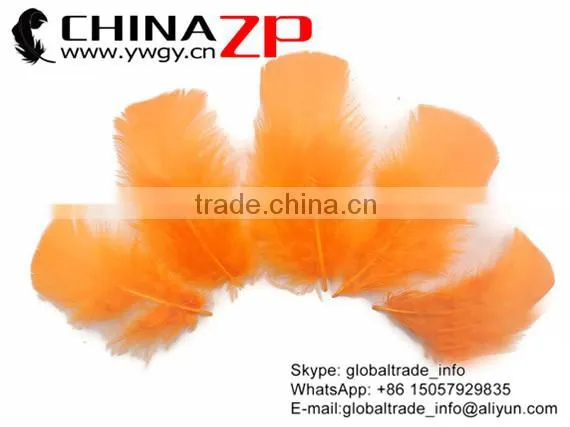 CHINAZP Natural Plumage Bulk Dyed Orange Turkey T-Base Body Feathers for Parties Decorations photo-2