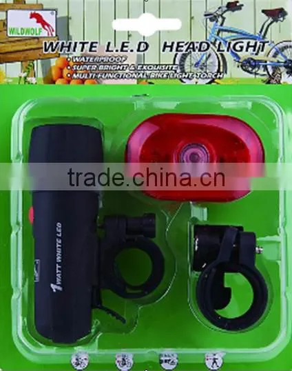 2015hot Sale Bicycle Front Light+rear Light Set 1wat Super Bright Light Set Bike Light Set