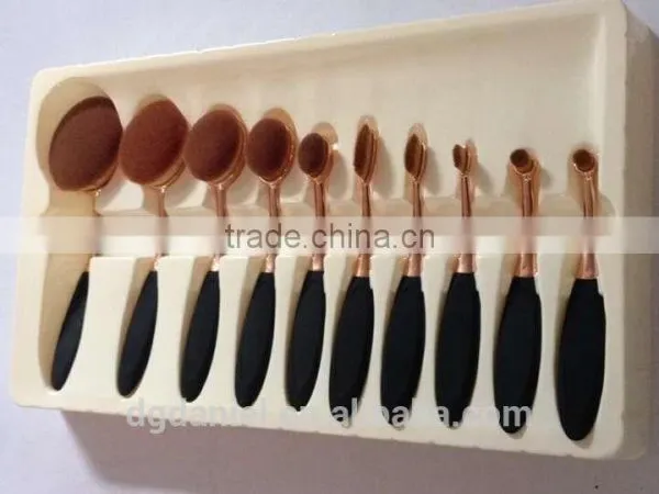 2016 Hot Sale Makeup Brushes 10 Pcs Toothbrush Style Makeup Brush Set Rose Gold Oval Cosmetic Makeup Set photo-4
