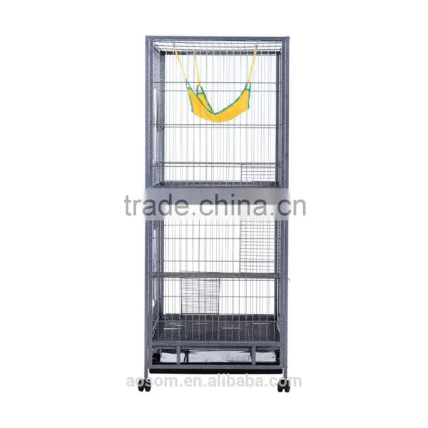 Pawhut 59" Indoor Hutch Small Animal Pet Cage With Stand - Black photo-2