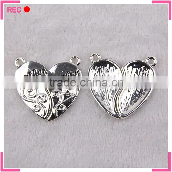 Engraved Name Alloy Pendants, Antique Imitate Silver Heart Shape Pendant photo-5