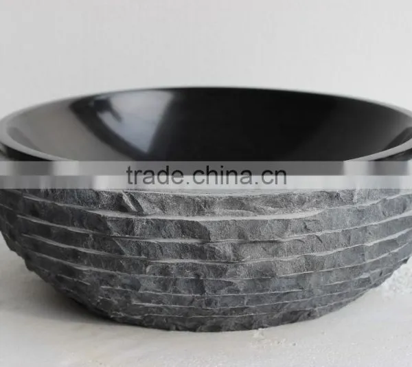 Natural Smooth Polished Black Marble Bathroom Wash Basin photo-3