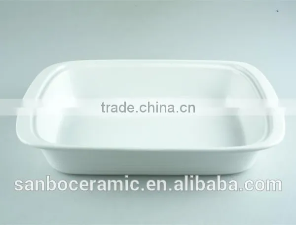 White Ceramic Rectangular Stoneware Bakeware, Porcelain Casserole Serving Dishes photo-2