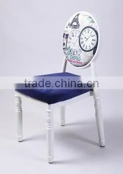Wholesale Quality European Antique Metal Upholstered Oval Back Dining Chair QL-T854 photo-3