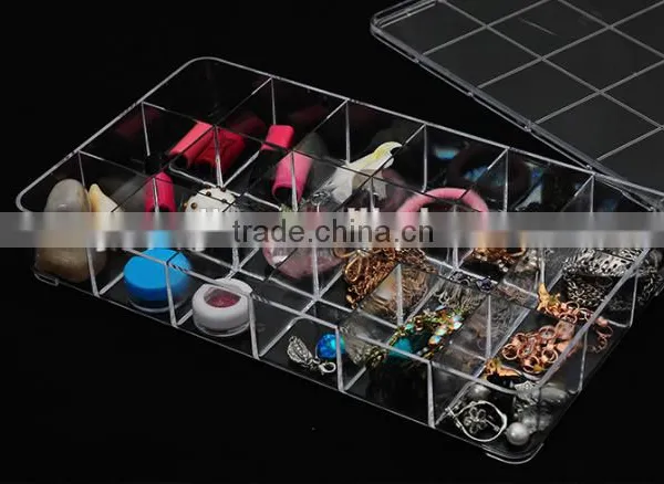 12&18 Lattices With Cover Clear Plastic Sundries Storage Box Jewelry Box photo-6
