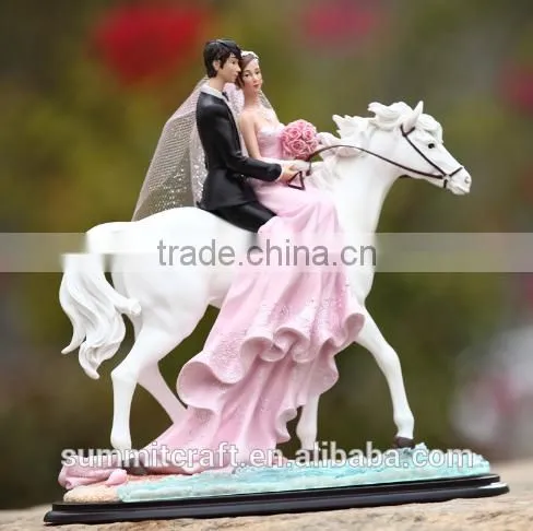 Custom White Horse European High-quality Resin Bride and Groom Figurines photo-4